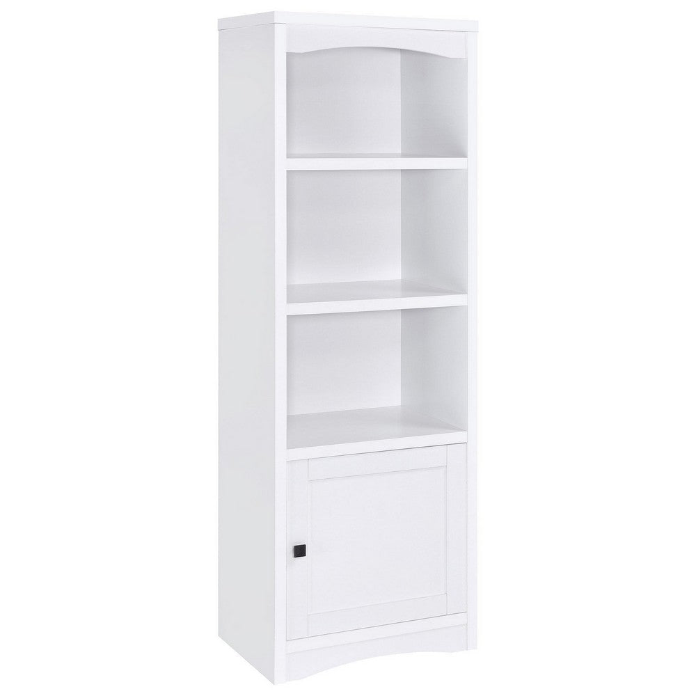Donna Media Tower Pier Cabinet, Adjustable Shelves, White Wood 71 Inch