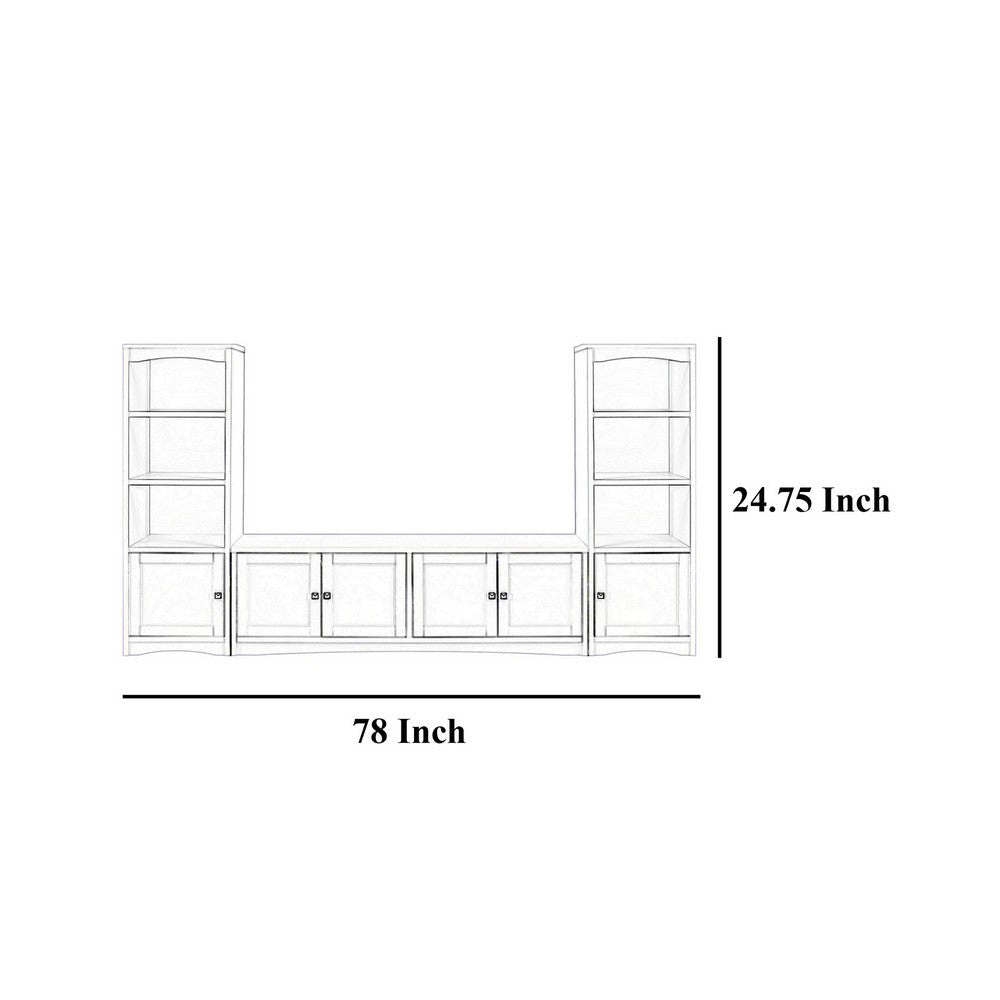 Donna 3pc TV Stand Cabinet Wall Unit 2 Media Tower Brown 78’’ Inch