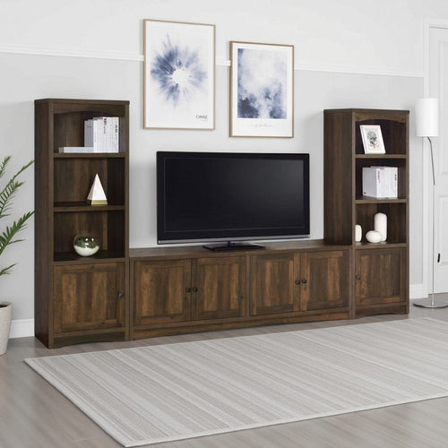 Donna 3pc TV Stand Cabinet Wall Unit, 2 Media Tower, Brown 78" Inch