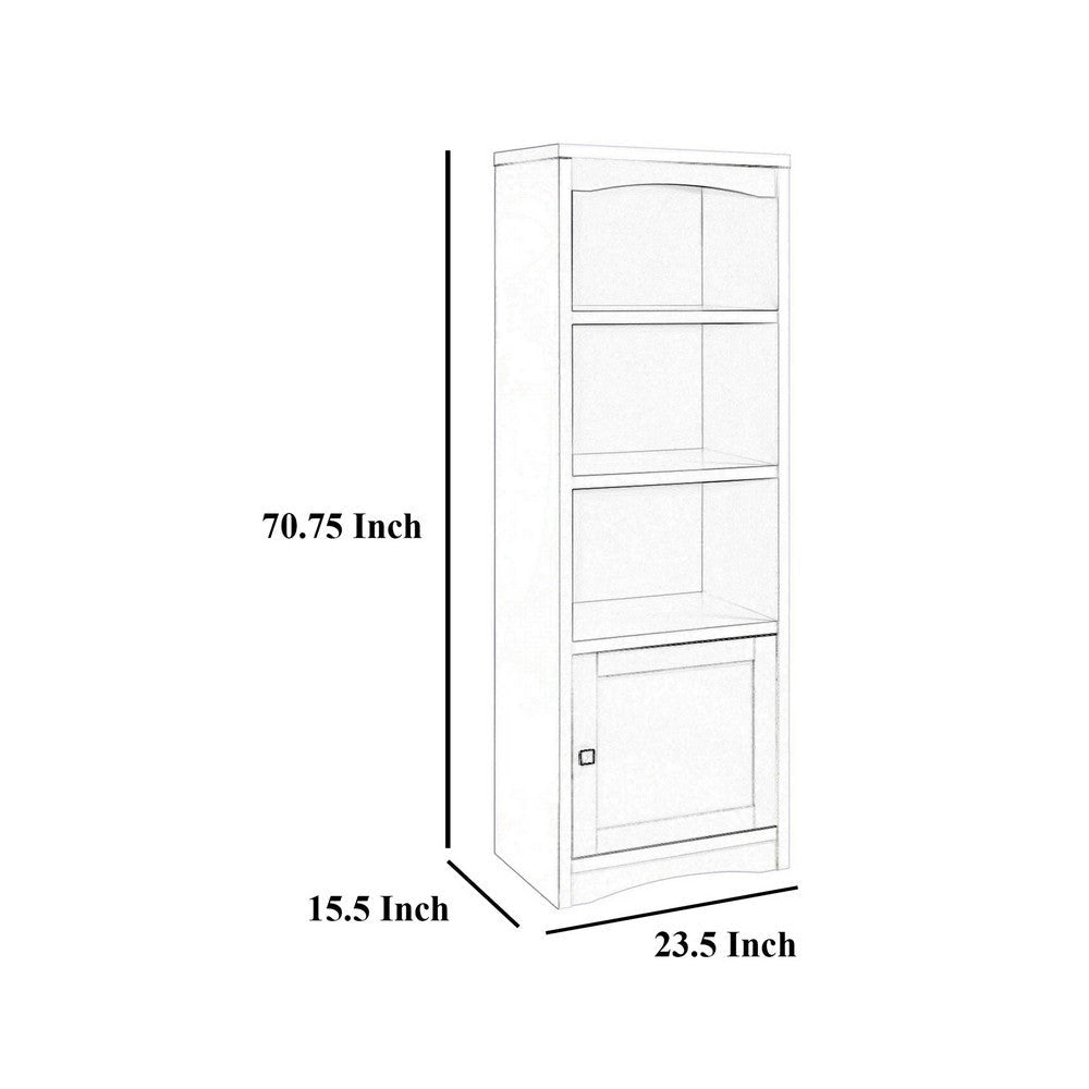 Donna Media Tower Pier Cabinet Adjustable Shelves Brown Wood 71 Inch