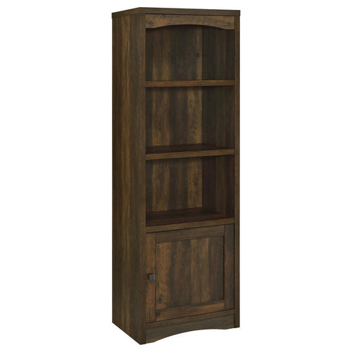 Donna Media Tower Pier Cabinet, Adjustable Shelves, Brown Wood 71 Inch