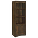 Donna Media Tower Pier Cabinet, Adjustable Shelves, Brown Wood 71 Inch