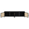 Lanie TV Stand Media Cabinet 4 Door PE Cane Front Black 78 Inch BM329091