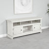 Ayne TV Stand Media Cabinet, 2 Doors and 4 Shelves, White Wood 60 Inch