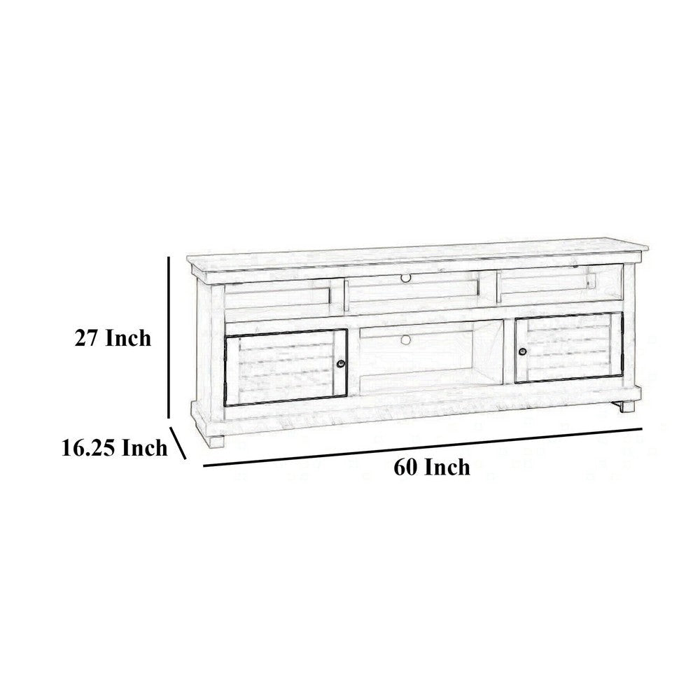 Ayne TV Stand Media Cabinet 2 Doors and 4 Shelves Brown Wood 60 Inch BM329094