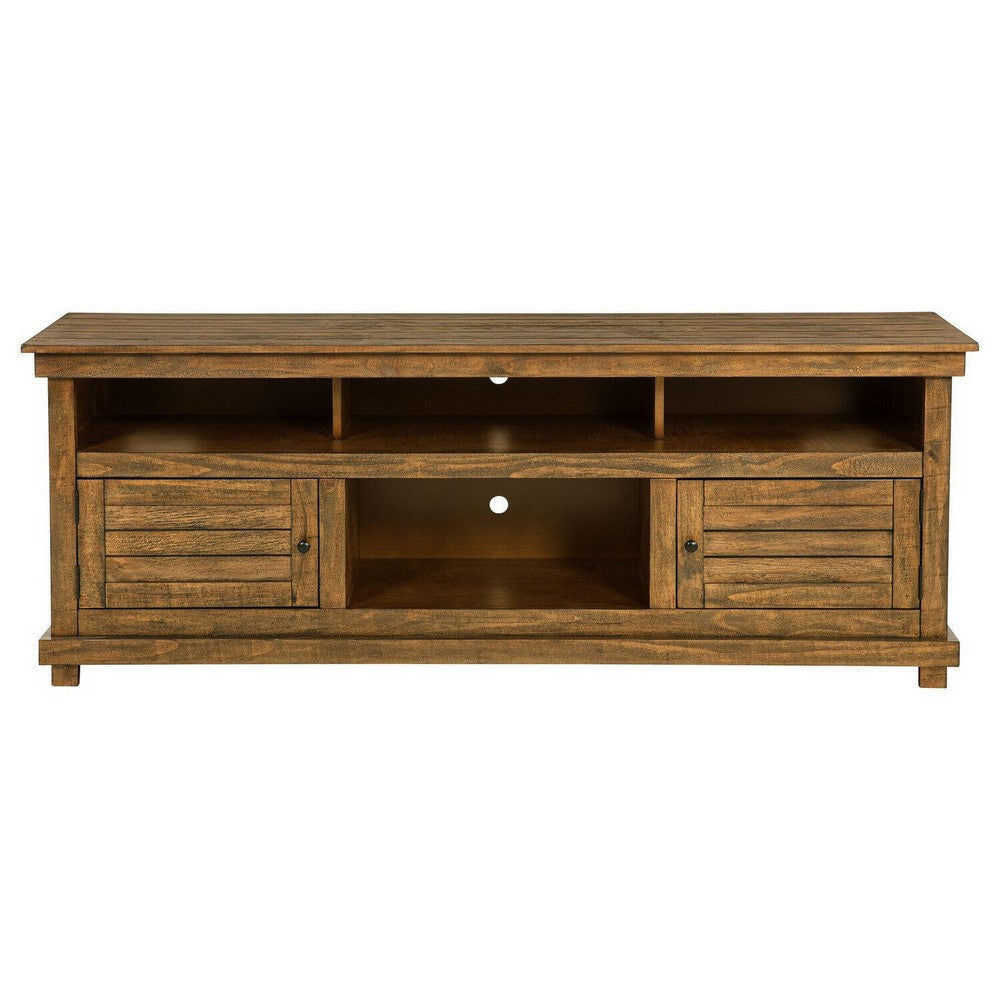 Ayne TV Stand Media Cabinet 2 Doors and 4 Shelves Brown Wood 70 Inch