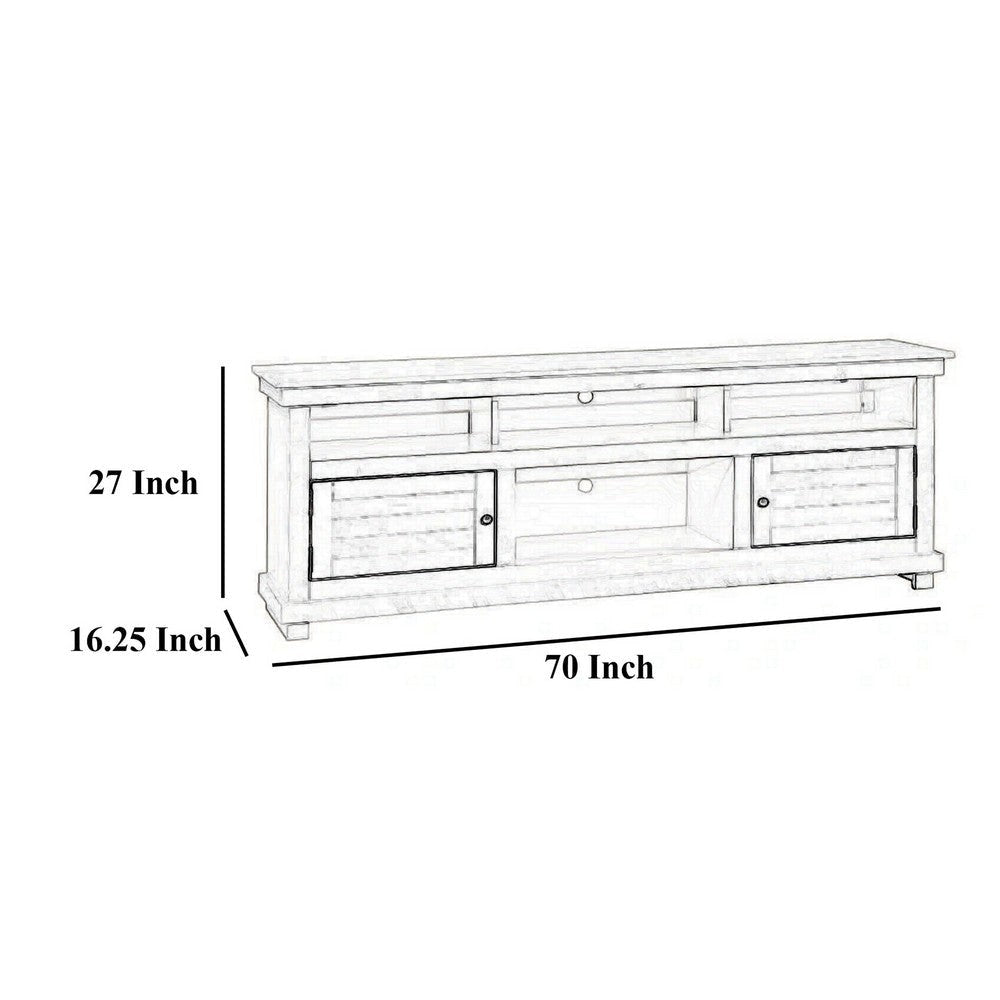 Ayne TV Stand Media Cabinet 2 Doors and 4 Shelves Black Wood 70 Inch