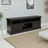 Ayne TV Stand Media Cabinet, 2 Doors and 4 Shelves, Black Wood 70 Inch