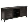 Coni TV Stand Media Cabinet, 2 Door and Shelves, Black Wood 60 Inch