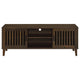 Sid TV Stand Media Cabinet 2 Slatted Doors Shelf Brown Wood 60 Inch BM329099