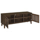 Sid TV Stand Media Cabinet 2 Slatted Doors Shelf Brown Wood 60 Inch BM329099