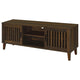 Sid TV Stand Media Cabinet 2 Slatted Doors Shelf Brown Wood 60 Inch BM329099