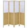 Matt 4 Panel Screen Room Divider Folding Natural Brown 70 Inch BM329100