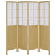 4 Panel Screen Room Divider, Foldable Design, Natural Brown 70 Inch
