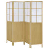 4 Panel Screen Room Divider, Foldable Design, Natural Brown 70 Inch