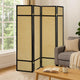 Arce 4 Panel Foldable Privacy Screen, Bamboo, Black Pine Wood Frame