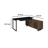 Doxx L Shape Computer Desk 2 Doors Drawers Black Metal Walnut Wood BM329105