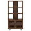 Doxx Bookcase Slatted Cabinet Black Open Frame Legs Walnut Brown BM329106