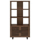 Doxx Bookcase Slatted Cabinet Black Open Frame Legs Walnut Brown BM329106