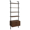 Wens 3pc Wall Mounted Bookcase Set Shelves 2 Drawers Walnut Brown BM329107