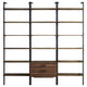 Wens 3pc Wall Mounted Bookcase Set, Shelves, 2 Drawers, Walnut Brown