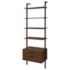 Wens Wall Mounted Bookcase Unit 4 Shelves 2 Drawers Black Brown BM329108