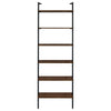 Wens Wall Mounted Bookcase Unit 6 Open Shelves Black Metal Brown BM329109