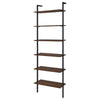 Wens Wall Mounted Bookcase Unit 6 Open Shelves Black Metal Brown BM329109