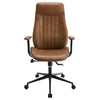 Anie Adjustable Desk Chair Rolling Base Brown Tufted Faux Leather BM329111