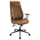 Anie Adjustable Desk Chair, Rolling Base, Brown Tufted Faux Leather