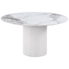 Cade Round Dining Table with Reeded Base White Sintered Stone 53 Inch BM329112