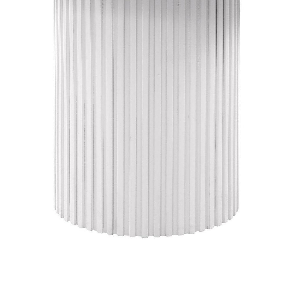 Cade Round Dining Table with Reeded Base White Sintered Stone 53 Inch BM329112