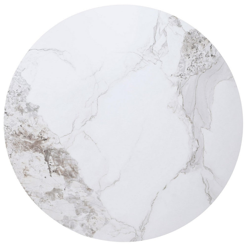 Cade Round Dining Table with Reeded Base White Sintered Stone 53 Inch BM329112