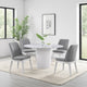 Cade Round Dining Table with Reeded Base, White Sintered Stone 53 Inch