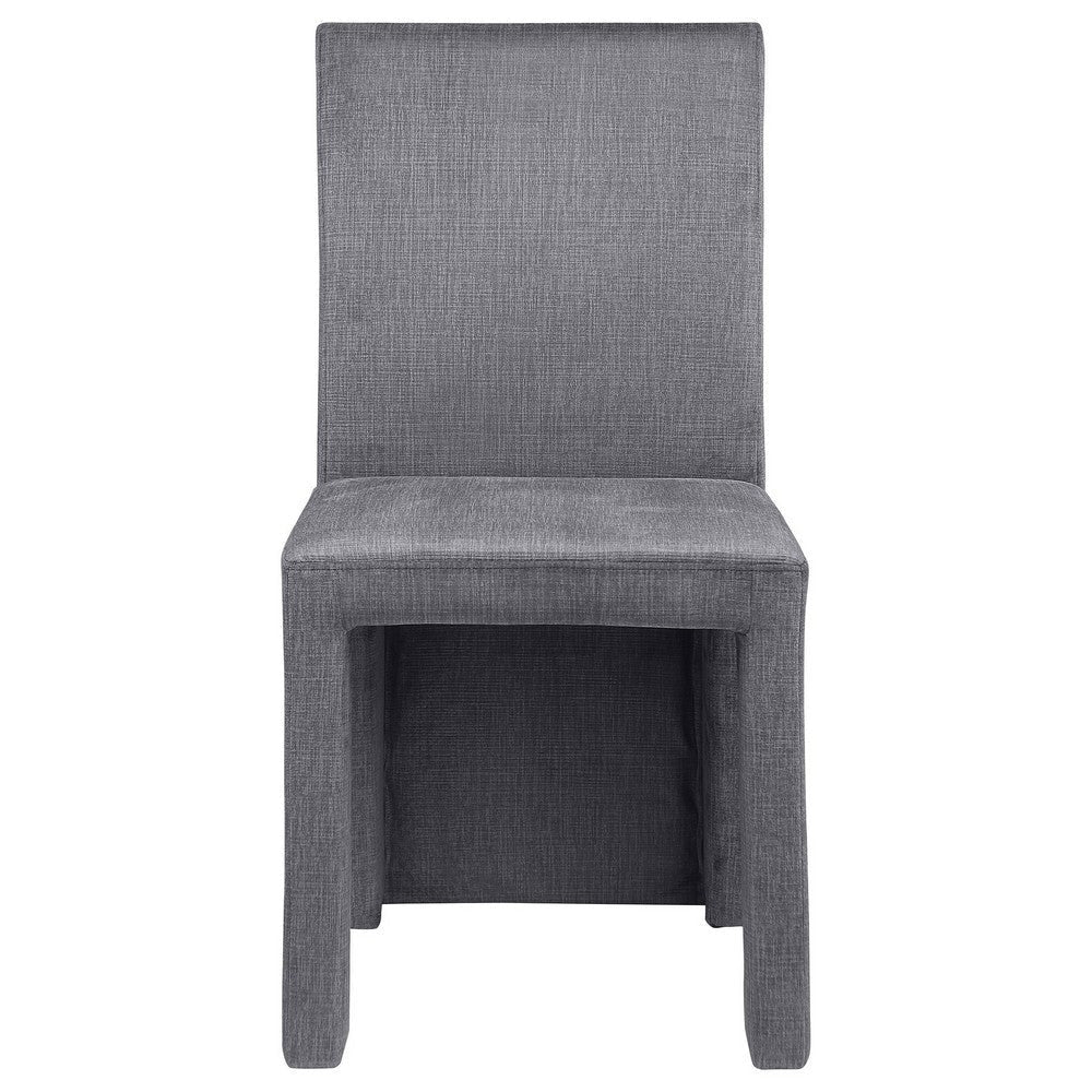 Orde Dining Side Chair Set of 2 Square Legs Panel Back Gray Velvet BM329120