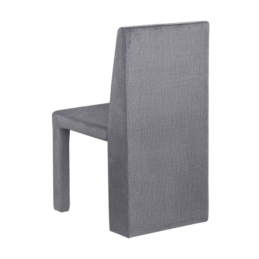 Orde Dining Side Chair Set of 2 Square Legs Panel Back Gray Velvet BM329120