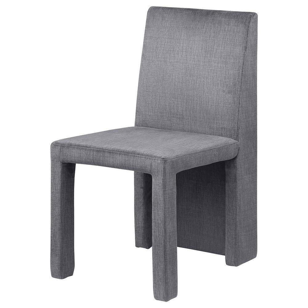 Orde Dining Side Chair Set of 2 Square Legs Panel Back Gray Velvet BM329120