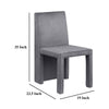 Orde Dining Side Chair Set of 2 Square Legs Panel Back Gray Velvet BM329120