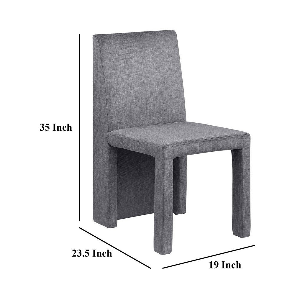 Orde Dining Side Chair Set of 2 Square Legs Panel Back Gray Velvet BM329120