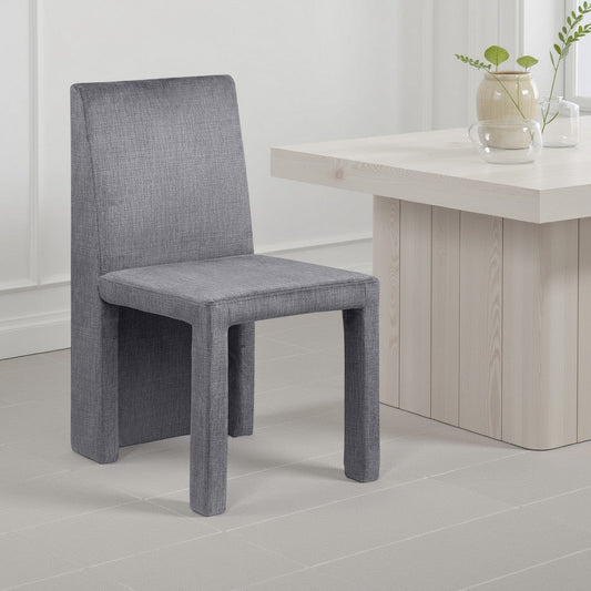 Orde Dining Side Chair Set of 2, Square Legs Panel Back, Gray Velvet