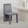 Orde Dining Side Chair Set of 2, Square Legs Panel Back, Gray Velvet