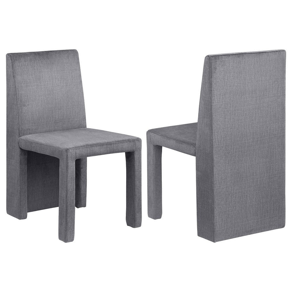 Orde Dining Side Chair Set of 2, Square Legs Panel Back, Gray Velvet