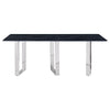 Eden Dining Table, Metal Base, Rectangular Gray Sintered Stone 79 Inch