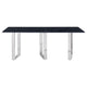 Eden Dining Table, Metal Base, Rectangular Gray Sintered Stone 79 Inch