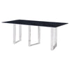 Eden Dining Table, Metal Base, Rectangular Gray Sintered Stone 79 Inch