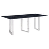 Eden Dining Table, Metal Base, Rectangular Gray Sintered Stone 79 Inch