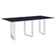 Eden Dining Table, Metal Base, Rectangular Gray Sintered Stone 79 Inch