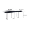 Eden Dining Table, Metal Base, Rectangular Gray Sintered Stone 79 Inch
