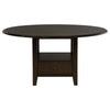 Tipa Round Dining Table with Drawer and Shelf, Dark Cocoa Wood 60 Inch