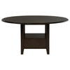 Tipa Round Dining Table with Drawer and Shelf, Dark Cocoa Wood 60 Inch